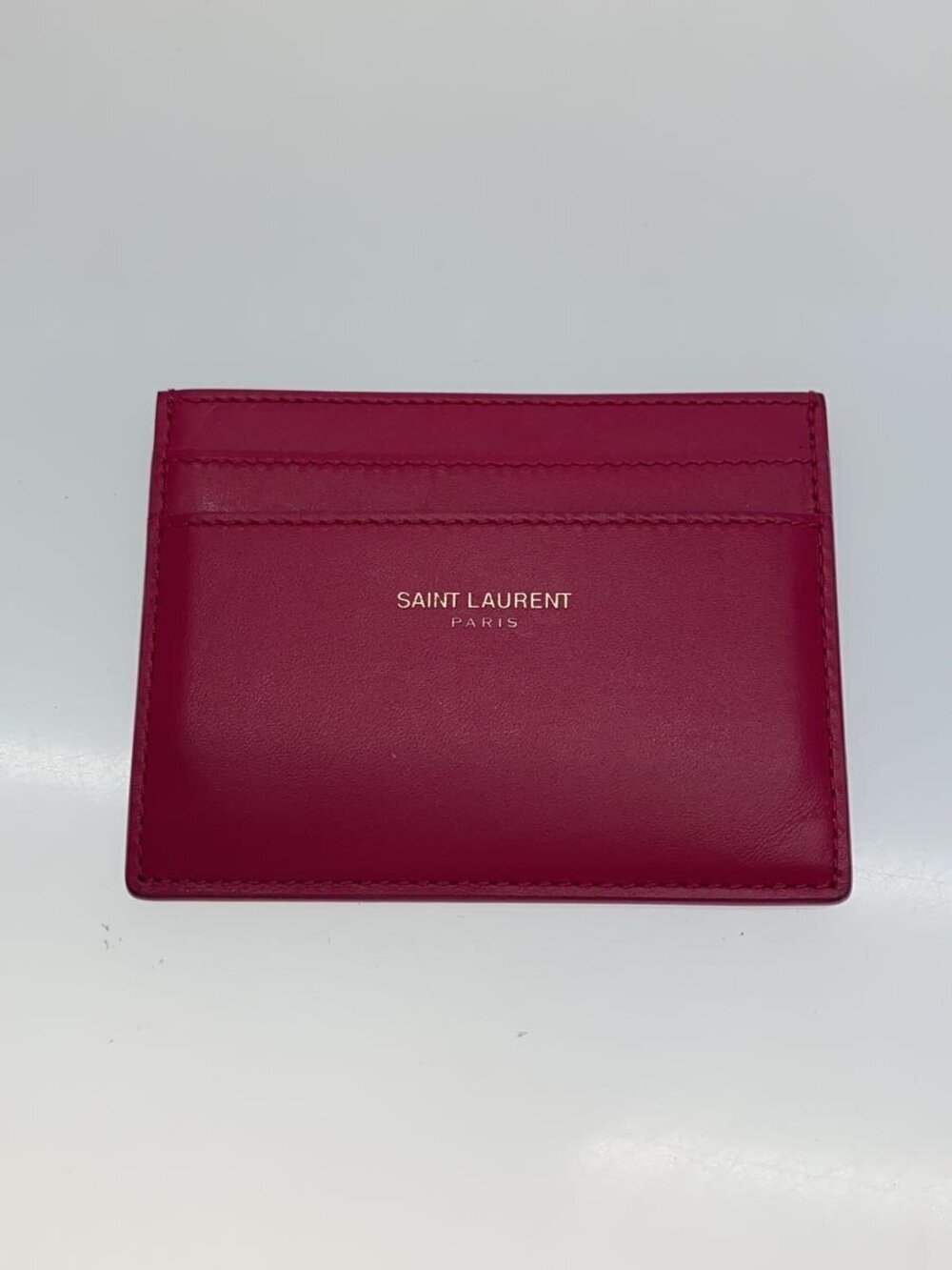 SAINT LAURENT Card Case Wallet Leather Pink